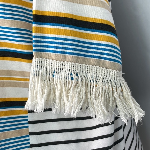 Zara Striped Fringe Short Sleeve T-Shirt. Size Large. - Picture 6 of 12